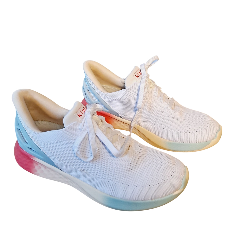Kizik Athens White Sneakers With Multicolor Soles